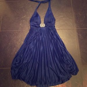 Blue float low cut dress